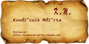 Kovácsik Márta névjegykártya